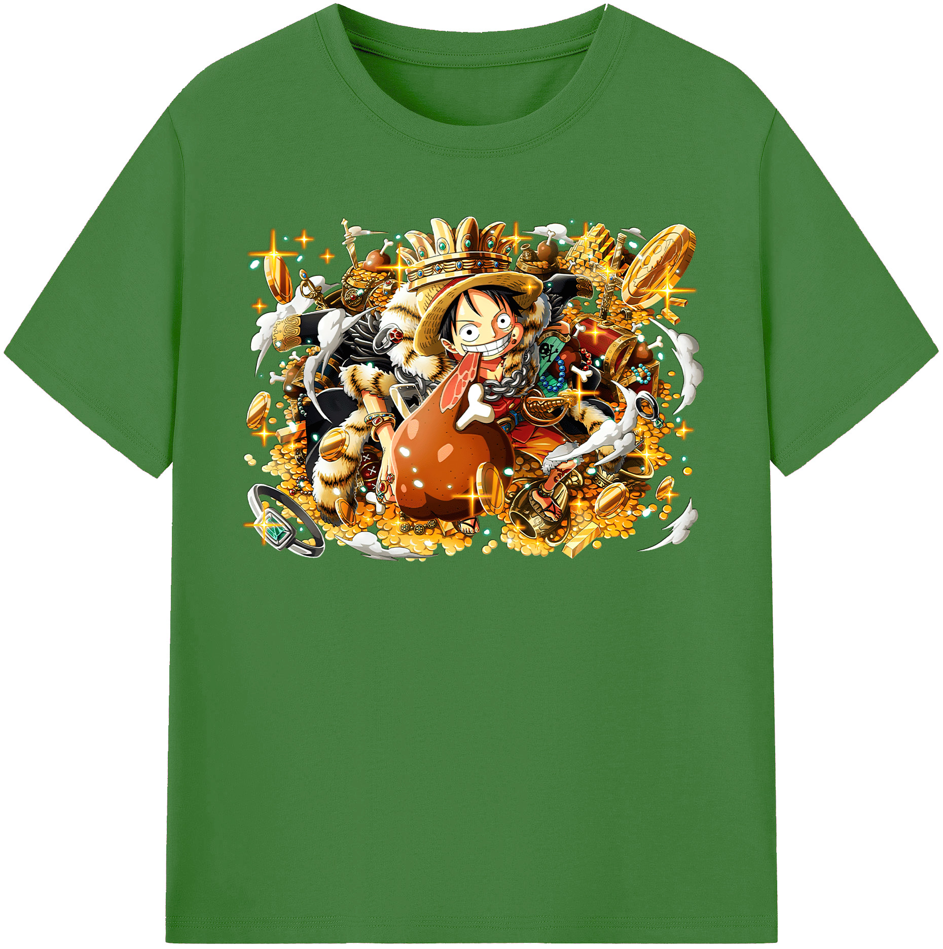 ワンピース モンキー・D・ルフィ ONE PIECE Monkey D. Luffy レディースカジュアルプリントTシャツ（綿100％）